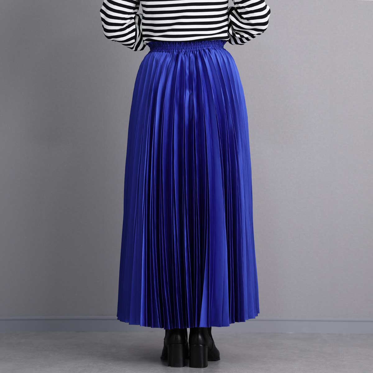 『Function satin pleats』 long skirt SAPPHIREの画像