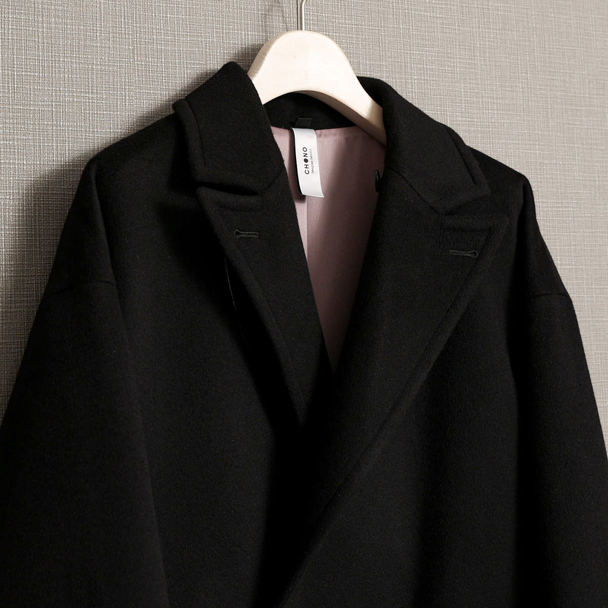 『Pure cashmere』 Over chester coat　BLACKの画像