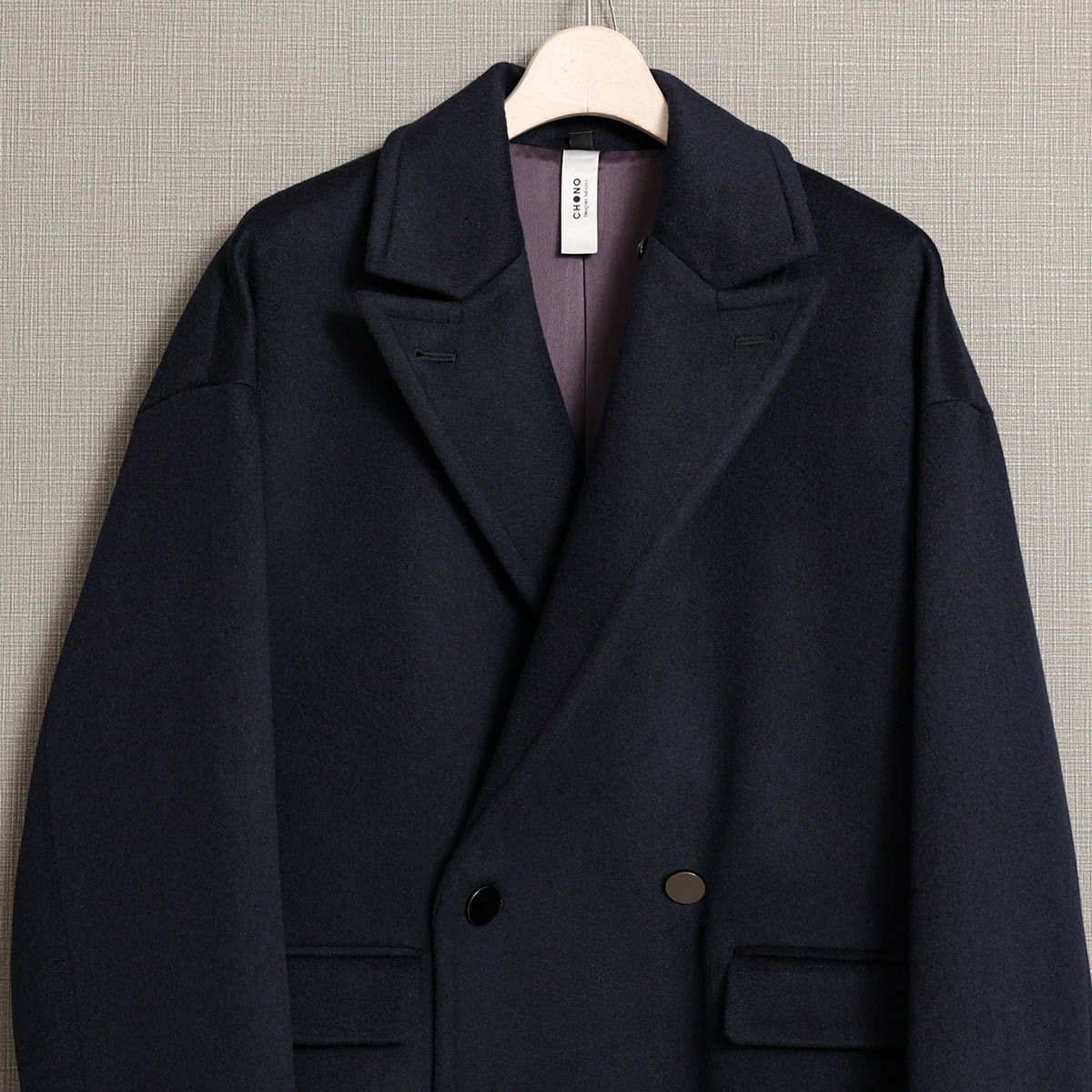 『Pure cashmere』 Over chester coat　NAVYの画像