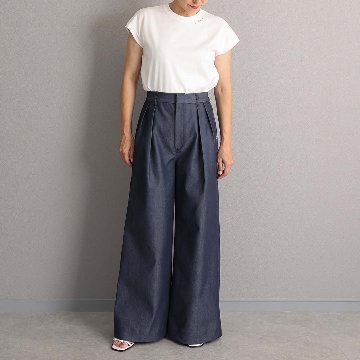 4月上旬お届け予定『Dress Denim』 Tuck pants NAVY DENIMの画像