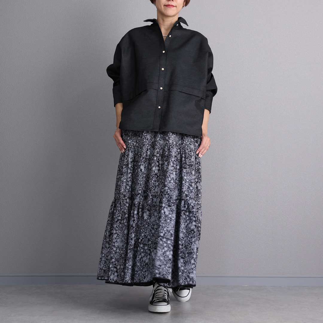 3月上旬お届け予定『Cuff links Shirts』 Dolman Sleeve Shirts BLACK DENIMの画像