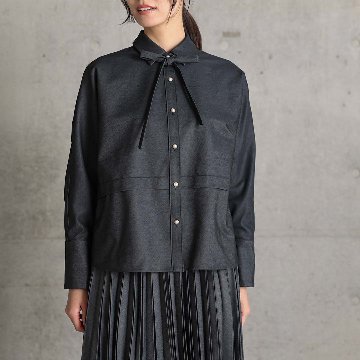 3月上旬お届け予定『Cuff links Shirts』 Dolman Sleeve Shirts BLACK DENIMの画像