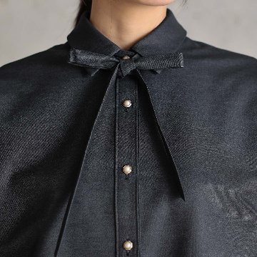 3月上旬お届け予定『Cuff links Shirts』 Dolman Sleeve Shirts BLACK DENIMの画像