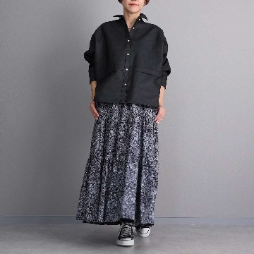 3月上旬お届け予定『Cuff links Shirts』 Dolman Sleeve Shirts BLACK DENIMの画像