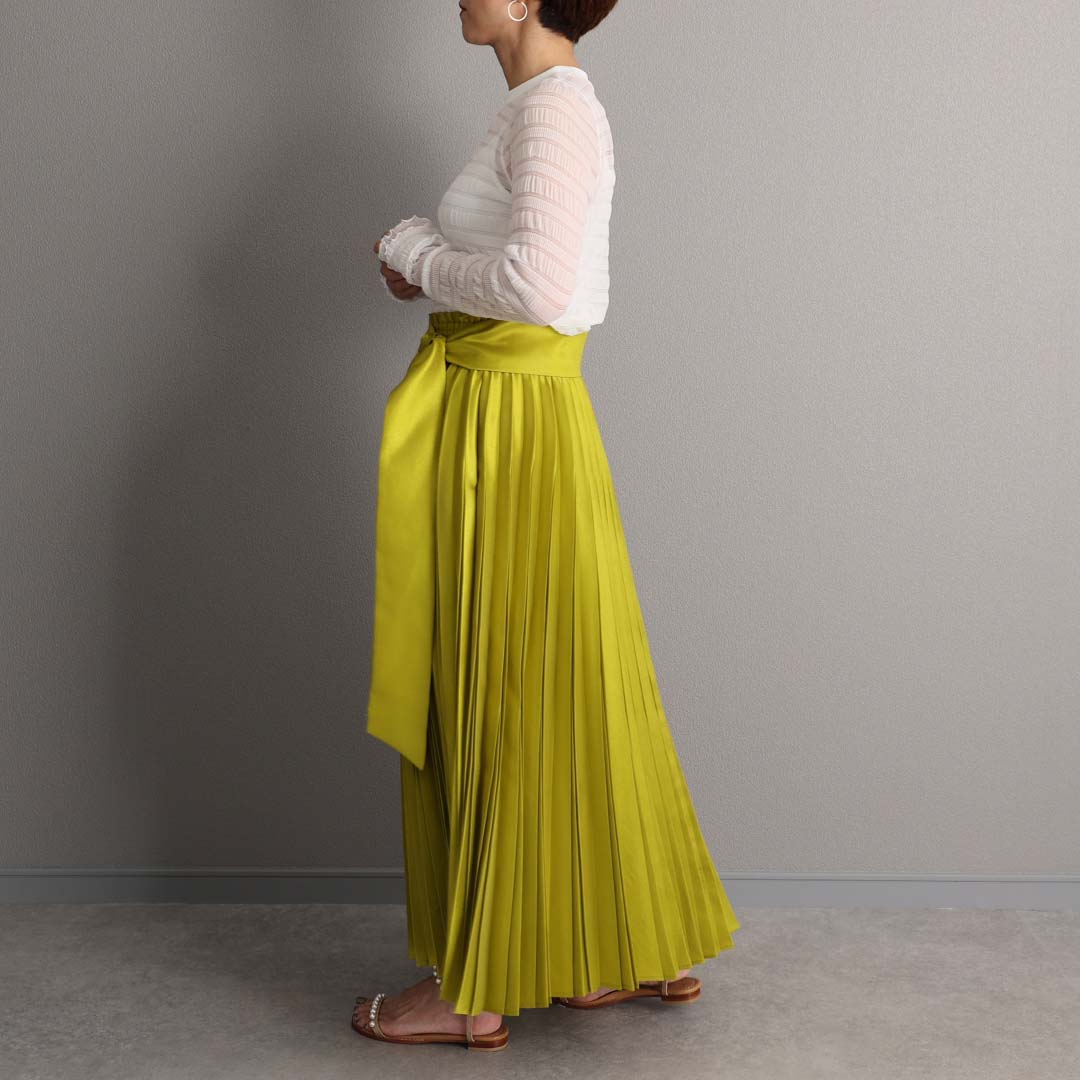 ３月上旬お届け予定 『Inflexion pleats』 Long skirt YELLOWの画像