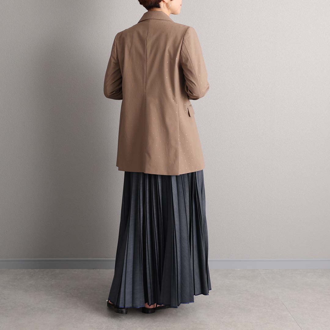 ３月上旬お届け予定 『Inflexion pleats』 Long skirt NAVY DENIMの画像