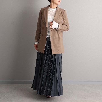 ３月上旬お届け予定 『Inflexion pleats』 Long skirt NAVY DENIMの画像