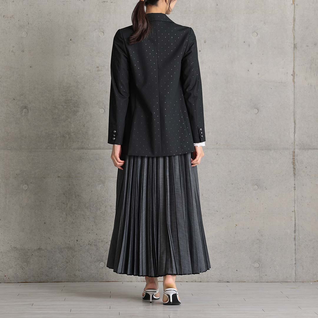 ３月上旬お届け予定 『Inflexion pleats』 Long skirt BLACK DENIMの画像