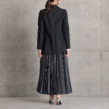 ３月上旬お届け予定 『Inflexion pleats』 Long skirt BLACK DENIMの画像