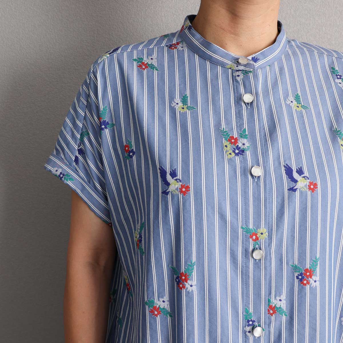 ５月上旬お届け予定『Robin stripe』 Long shirts BLUEの画像