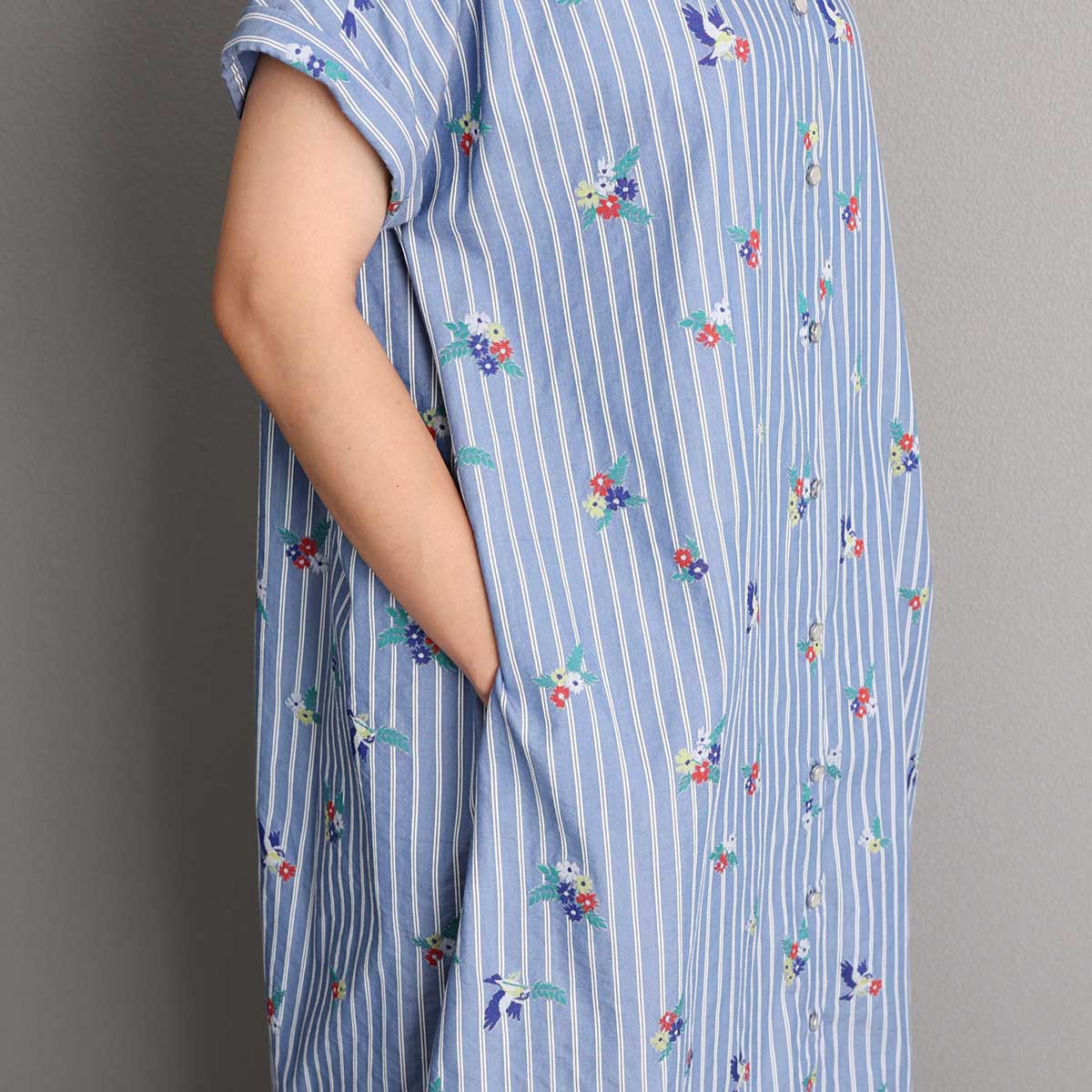 ５月上旬お届け予定『Robin stripe』 Long shirts BLUEの画像