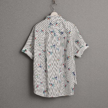 5月上旬お届け予定『Robin stripe』 Relax shirts WHITEの画像