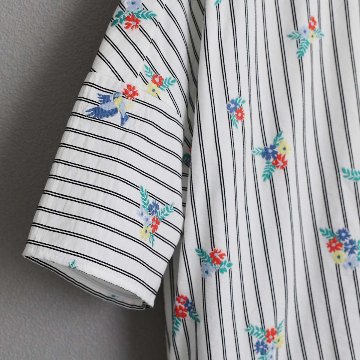 5月上旬お届け予定『Robin stripe』 Relax shirts WHITEの画像