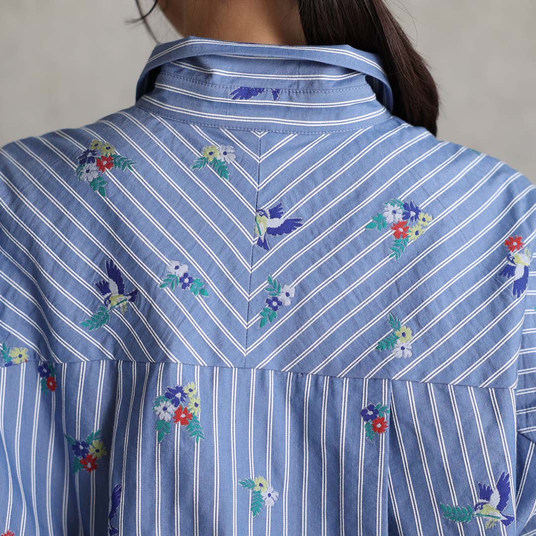 5月上旬お届け予定『Robin stripe』 Relax shirts BLUEの画像