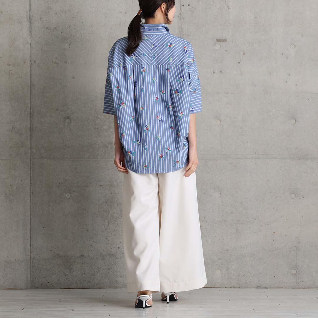 5月上旬お届け予定『Robin stripe』 Relax shirts BLUEの画像