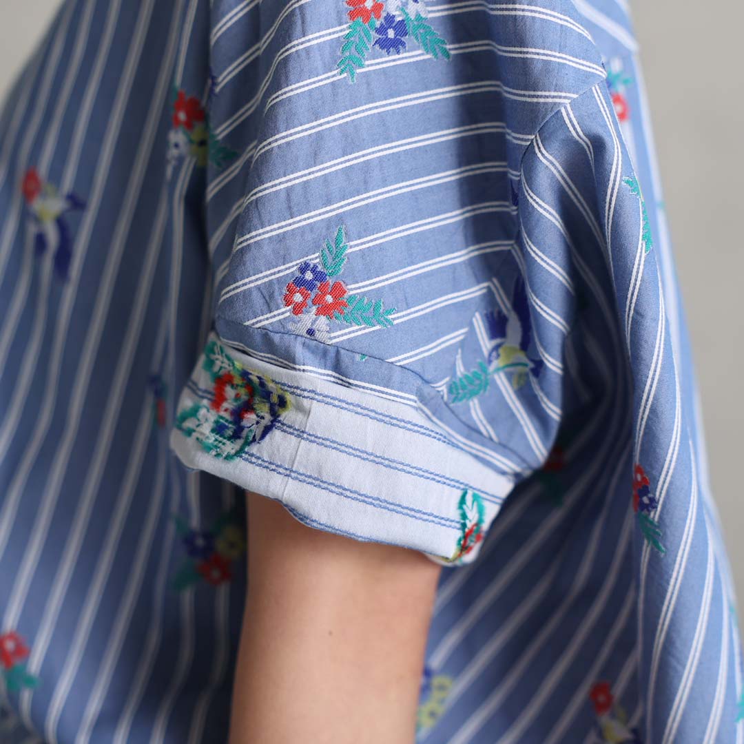 5月上旬お届け予定『Robin stripe』 Relax shirts BLUEの画像