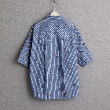 5月上旬お届け予定『Robin stripe』 Relax shirts BLUEの画像