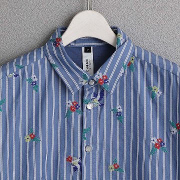 5月上旬お届け予定『Robin stripe』 Relax shirts BLUEの画像