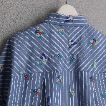 5月上旬お届け予定『Robin stripe』 Relax shirts BLUEの画像