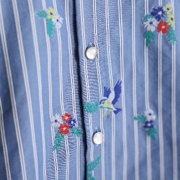 5月上旬お届け予定『Robin stripe』 Relax shirts BLUEの画像