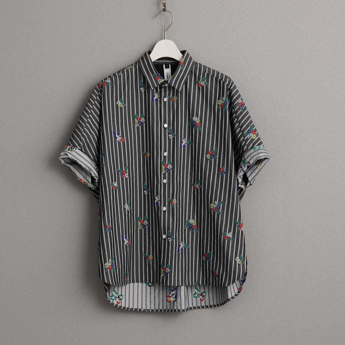 5月上旬お届け予定『Robin stripe』 Relax shirts BLACKの画像