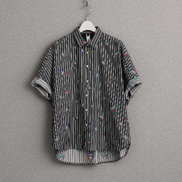 5月上旬お届け予定『Robin stripe』 Relax shirts BLACKの画像