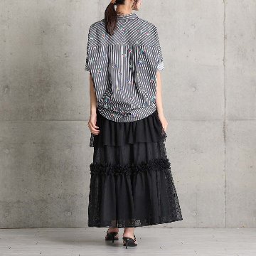 5月上旬お届け予定『Robin stripe』 Relax shirts BLACKの画像