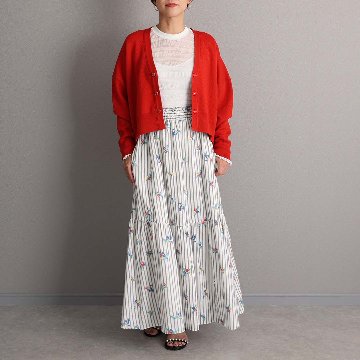 ５月上旬お届け予定『Robin stripe』 Tiered skirt WHITEの画像