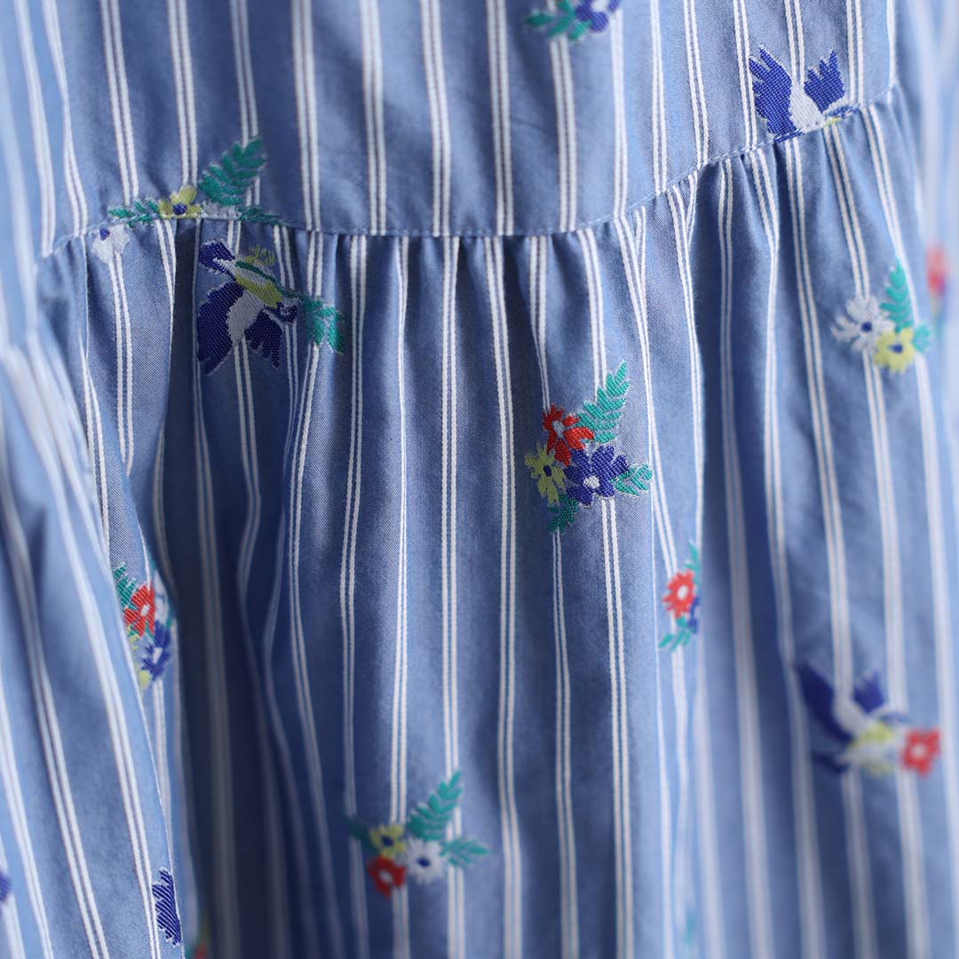 ５月上旬お届け予定『Robin stripe』 Tiered skirt BLUEの画像