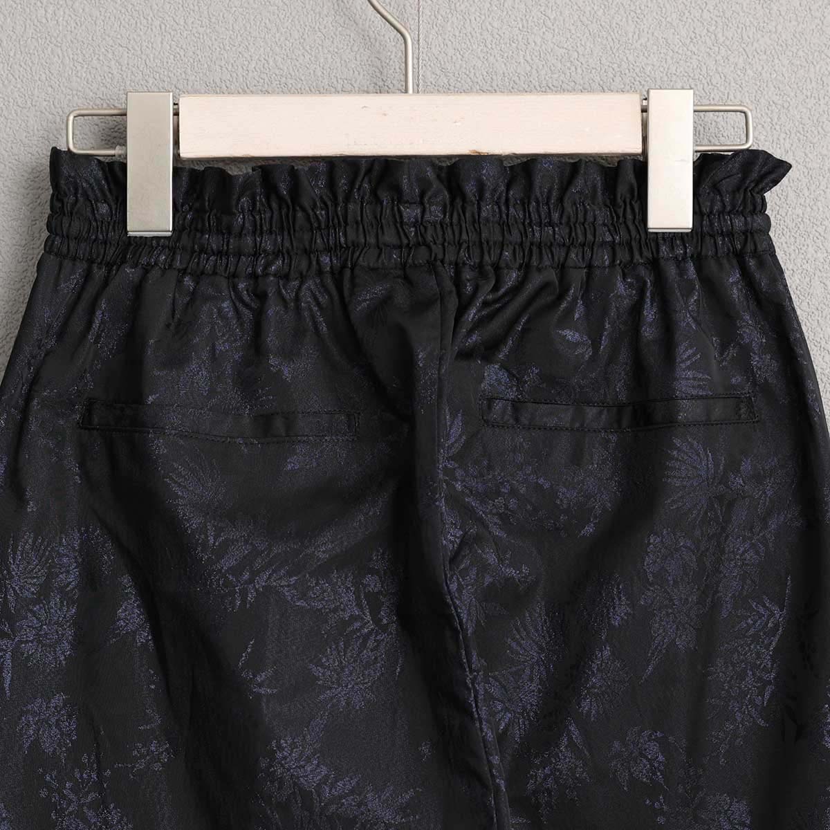 4月上旬お届け予定『Mary jacquard』 Easy pants BLACK×NAVYの画像