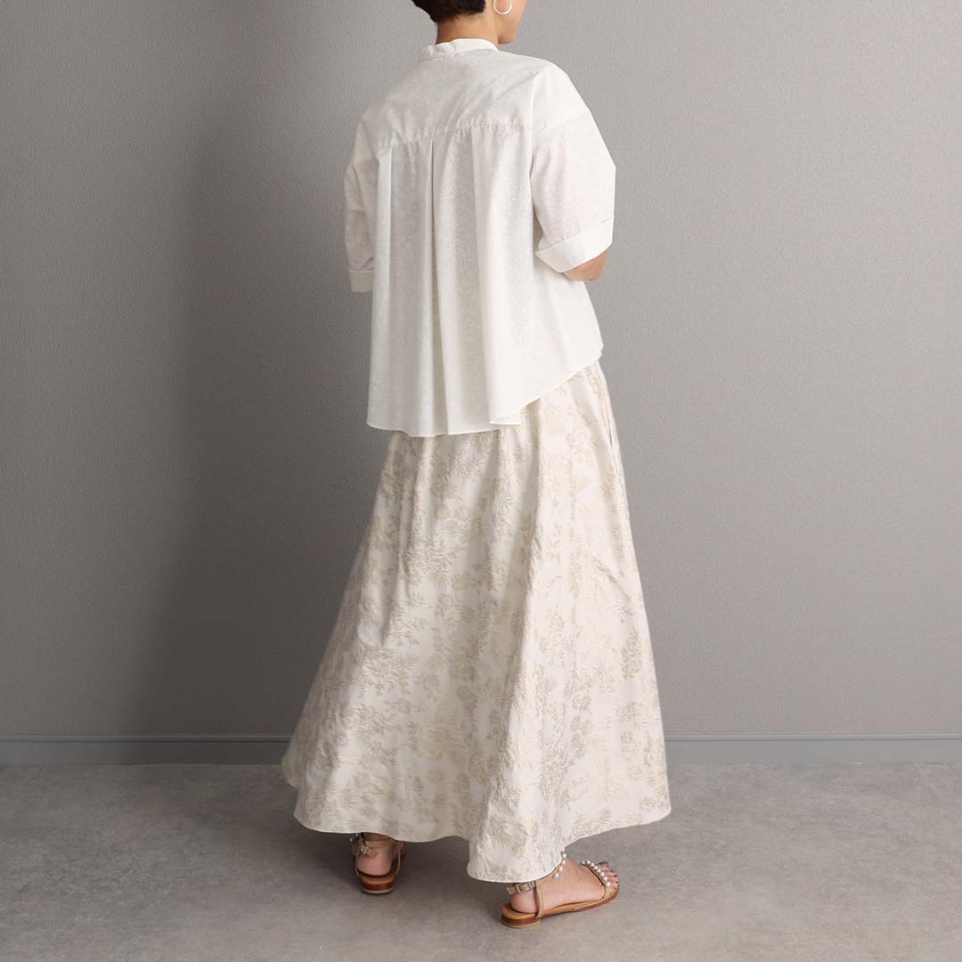 4月上旬お届け予定『Mary jacquard』 Flare skirt IVORY×ECRUの画像