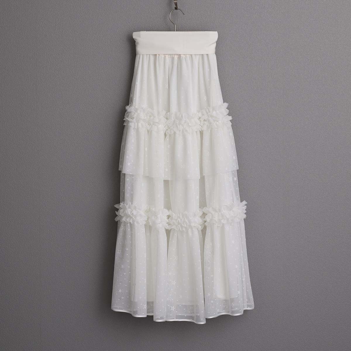 5月上旬お届け予定『Stella tulle』 Tiered skirt WHITEの画像