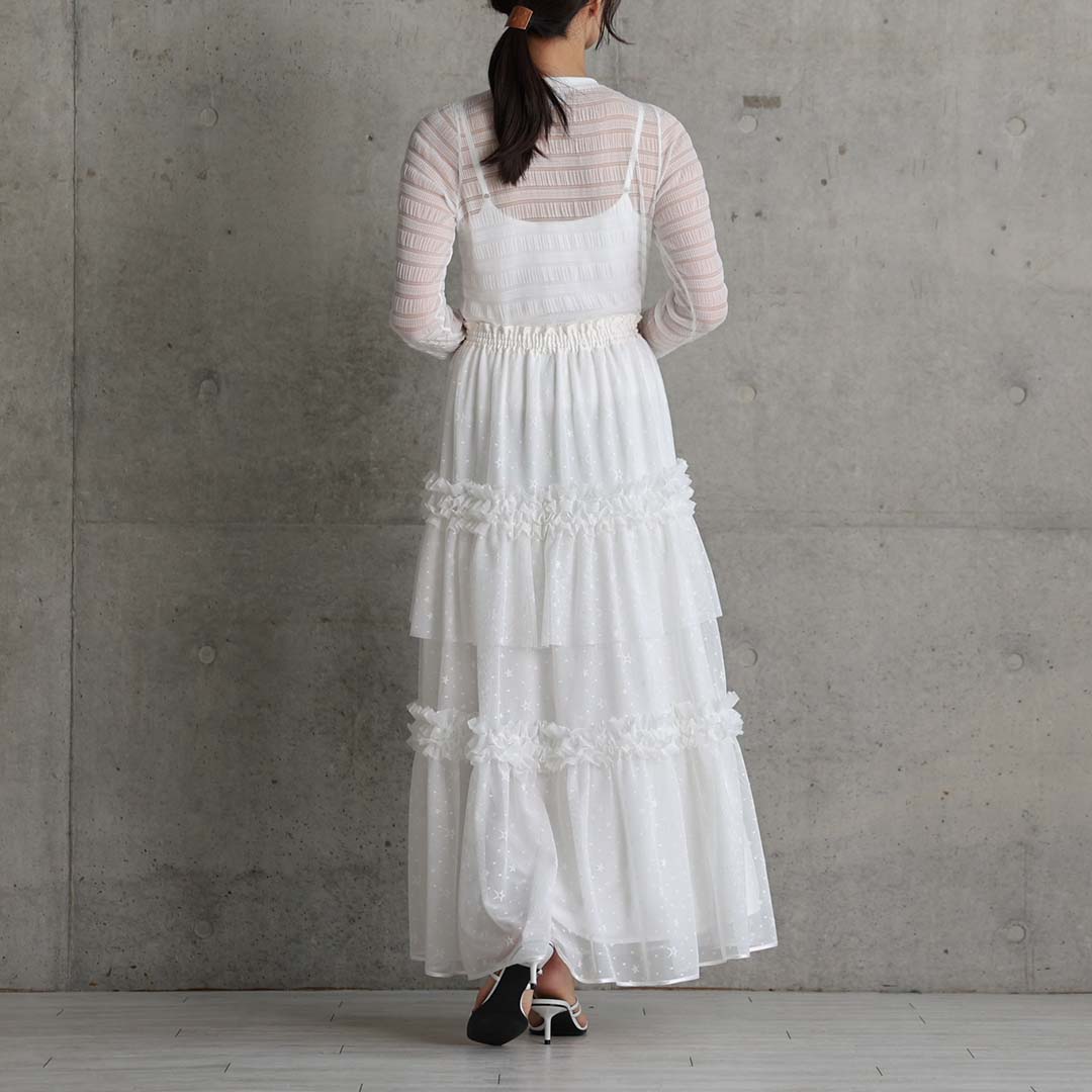 5月上旬お届け予定『Stella tulle』 Tiered skirt WHITEの画像