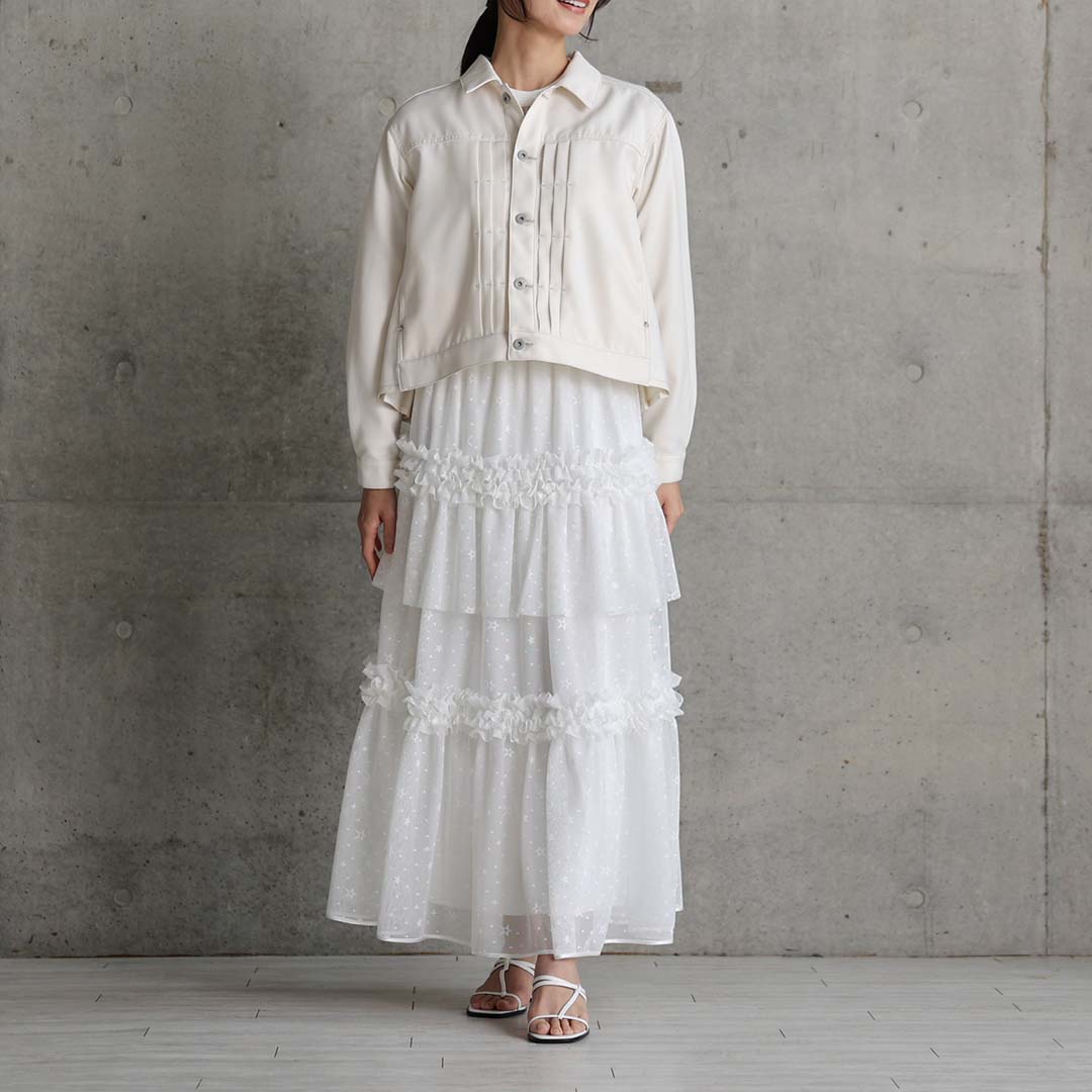 5月上旬お届け予定『Stella tulle』 Tiered skirt WHITEの画像