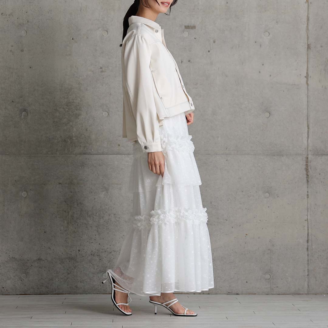 5月上旬お届け予定『Stella tulle』 Tiered skirt WHITEの画像