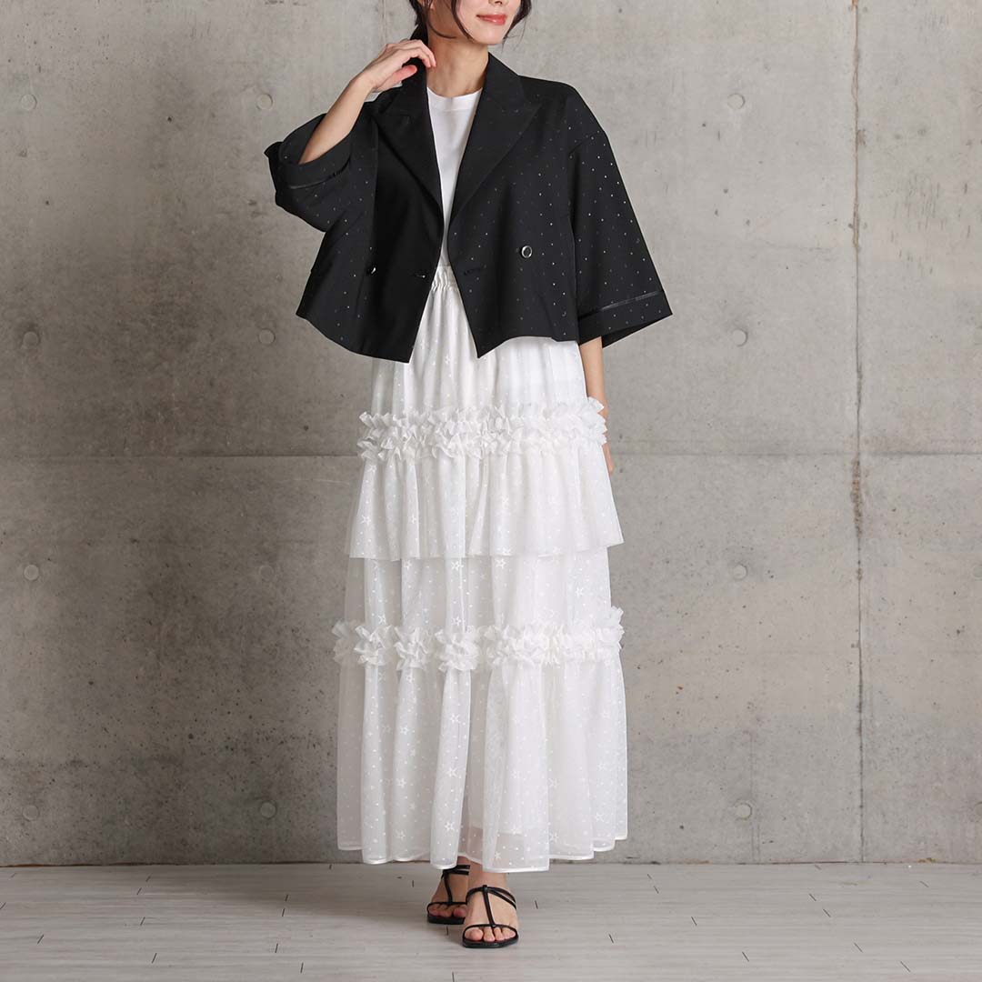 5月上旬お届け予定『Stella tulle』 Tiered skirt WHITEの画像