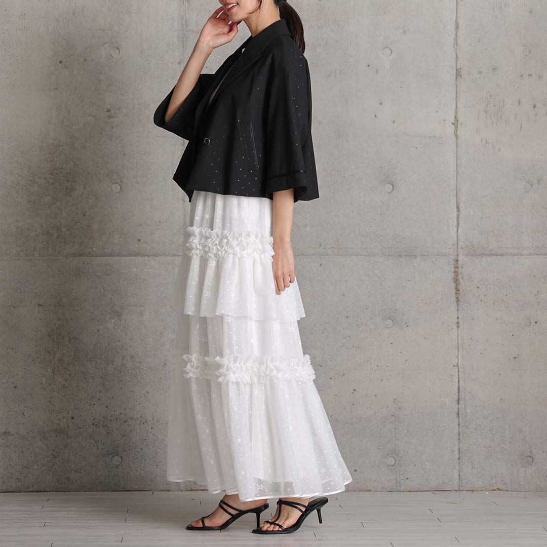 5月上旬お届け予定『Stella tulle』 Tiered skirt WHITEの画像