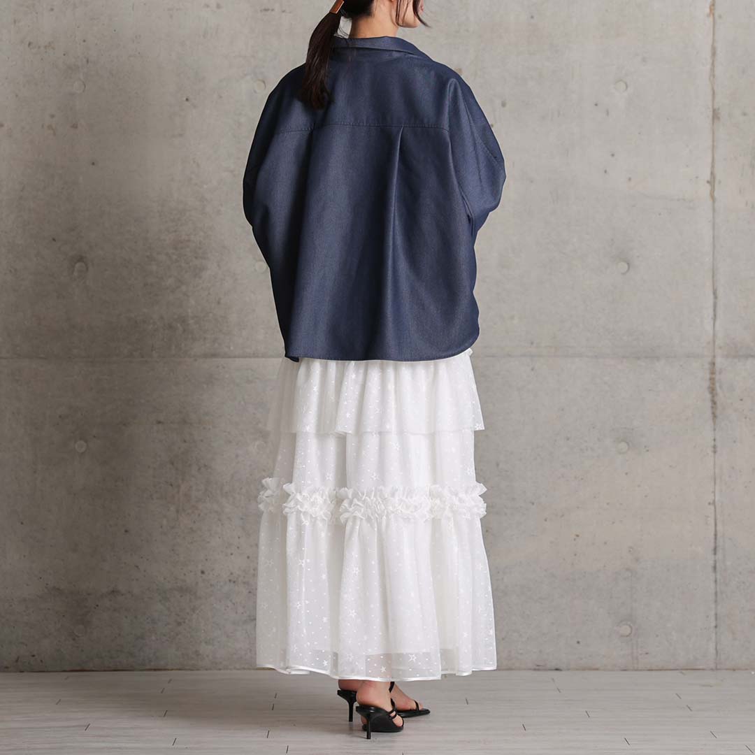 5月上旬お届け予定『Stella tulle』 Tiered skirt WHITEの画像