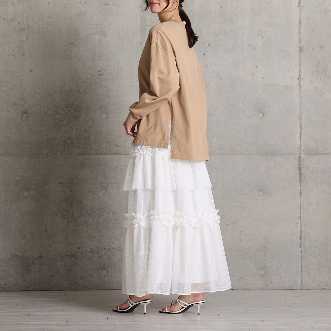 5月上旬お届け予定『Stella tulle』 Tiered skirt WHITEの画像