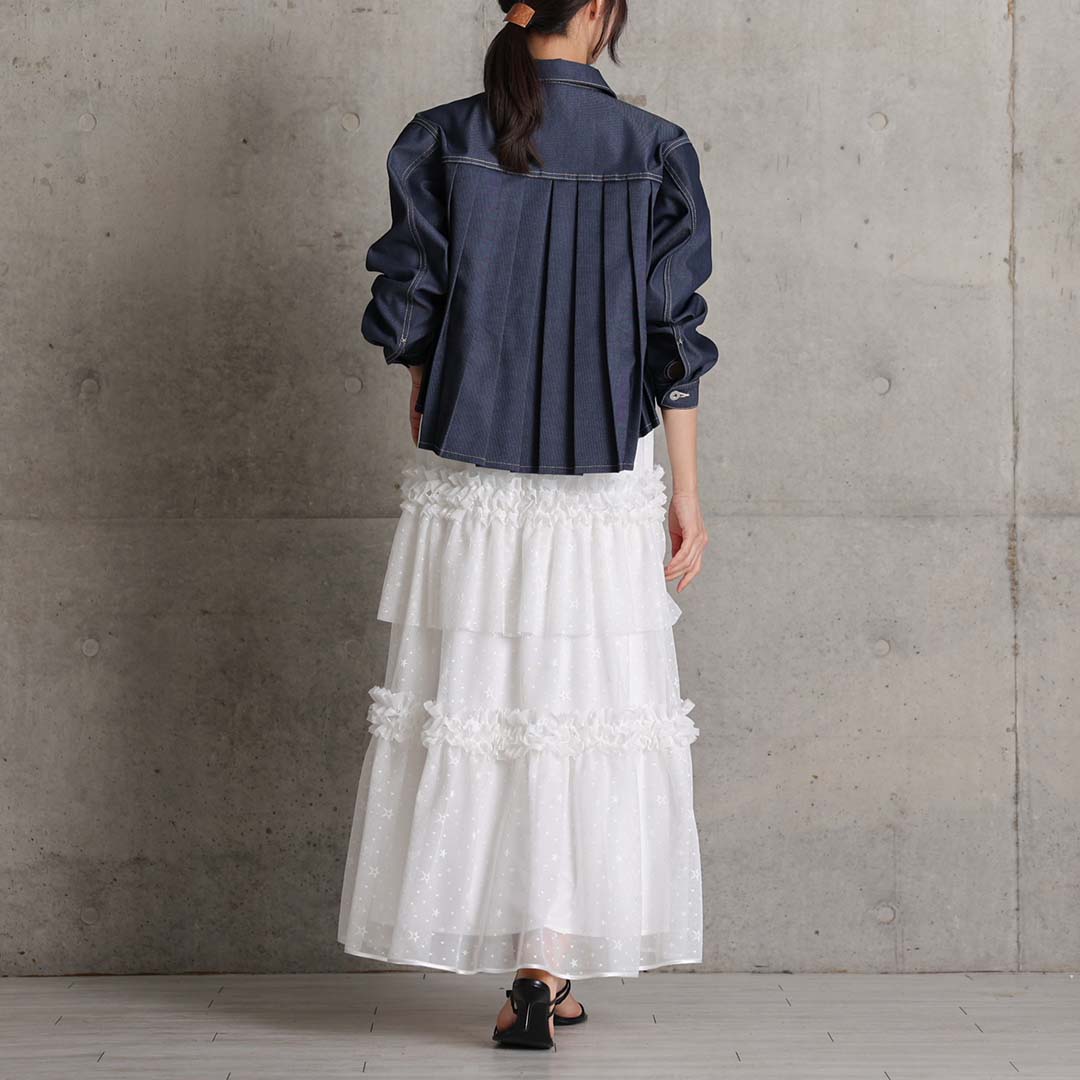 5月上旬お届け予定『Stella tulle』 Tiered skirt WHITEの画像