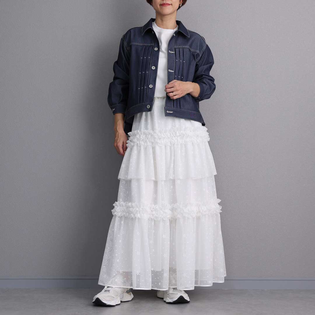 5月上旬お届け予定『Stella tulle』 Tiered skirt WHITEの画像