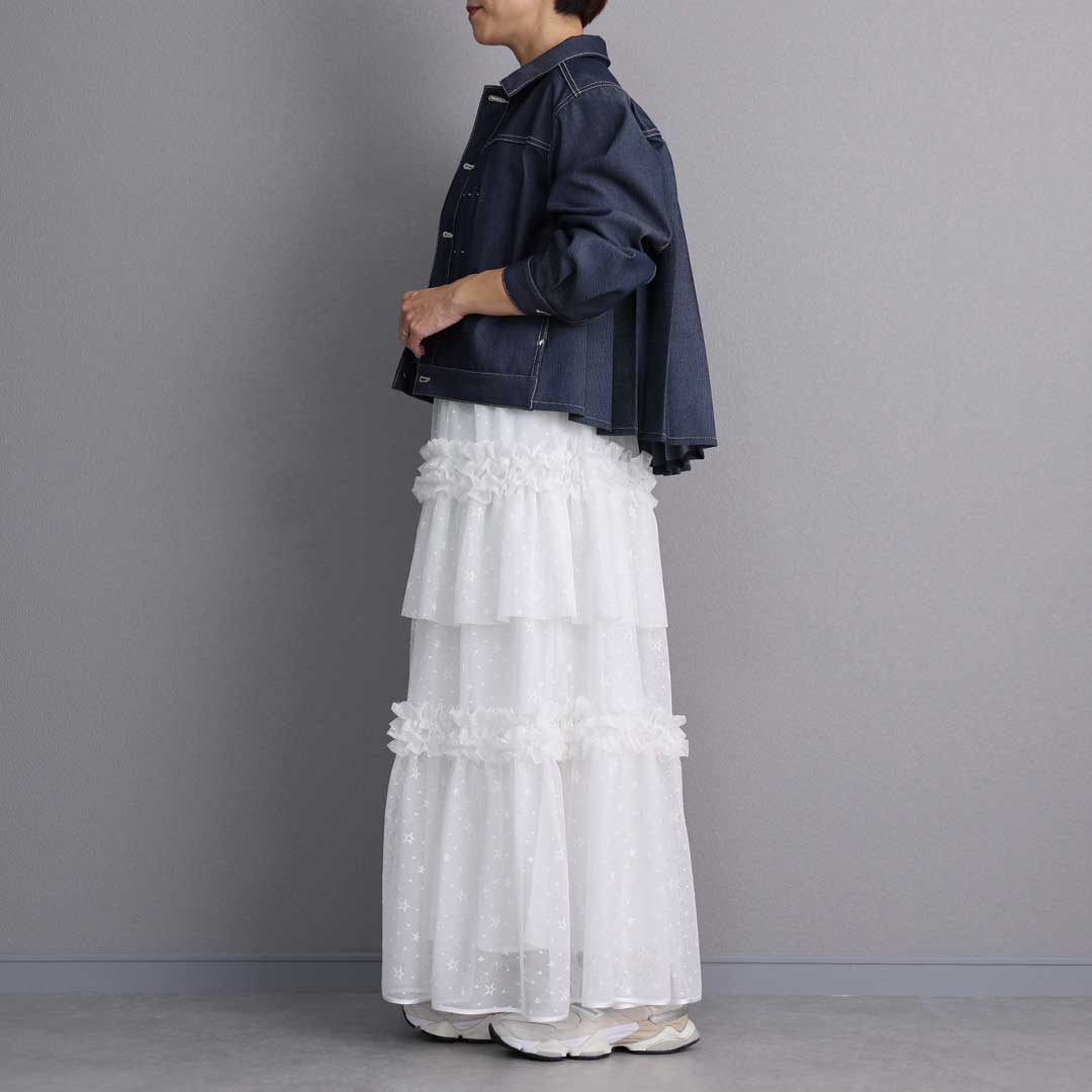 5月上旬お届け予定『Stella tulle』 Tiered skirt WHITEの画像