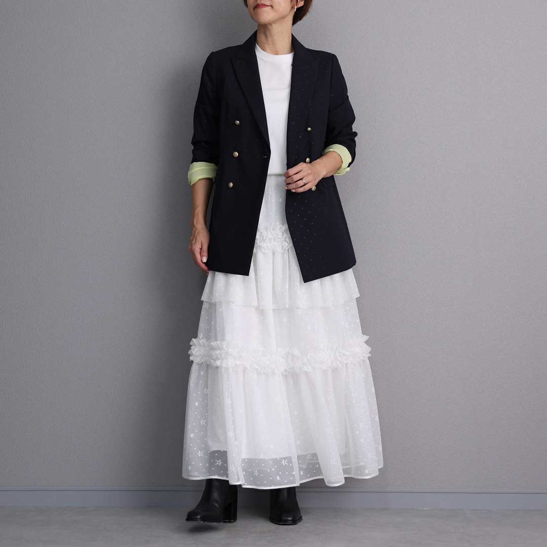 5月上旬お届け予定『Stella tulle』 Tiered skirt WHITEの画像