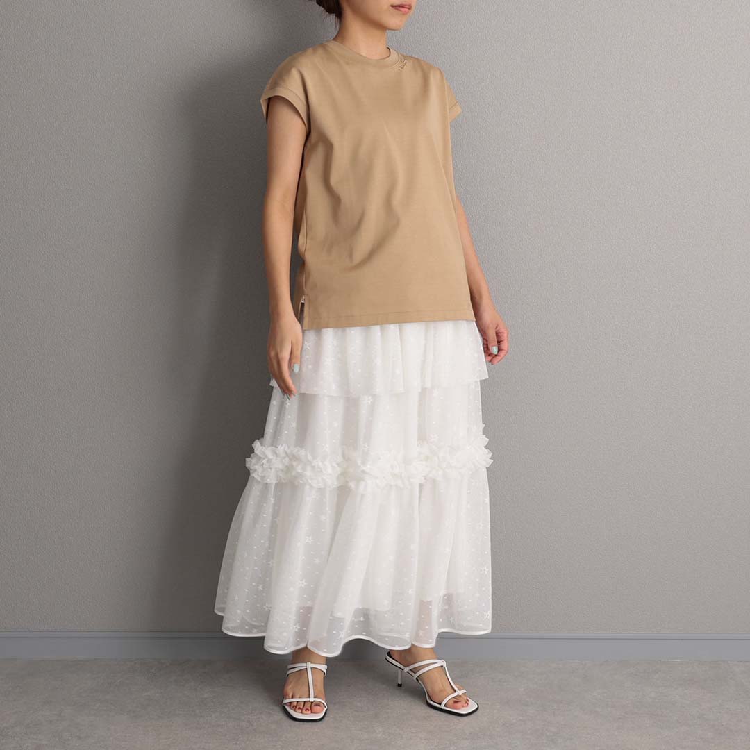 5月上旬お届け予定『Stella tulle』 Tiered skirt WHITEの画像