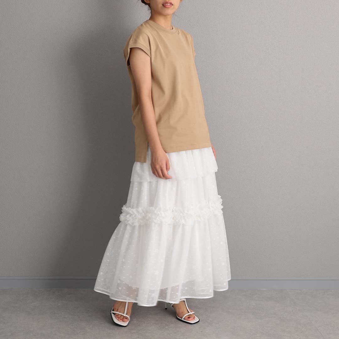 5月上旬お届け予定『Stella tulle』 Tiered skirt WHITEの画像