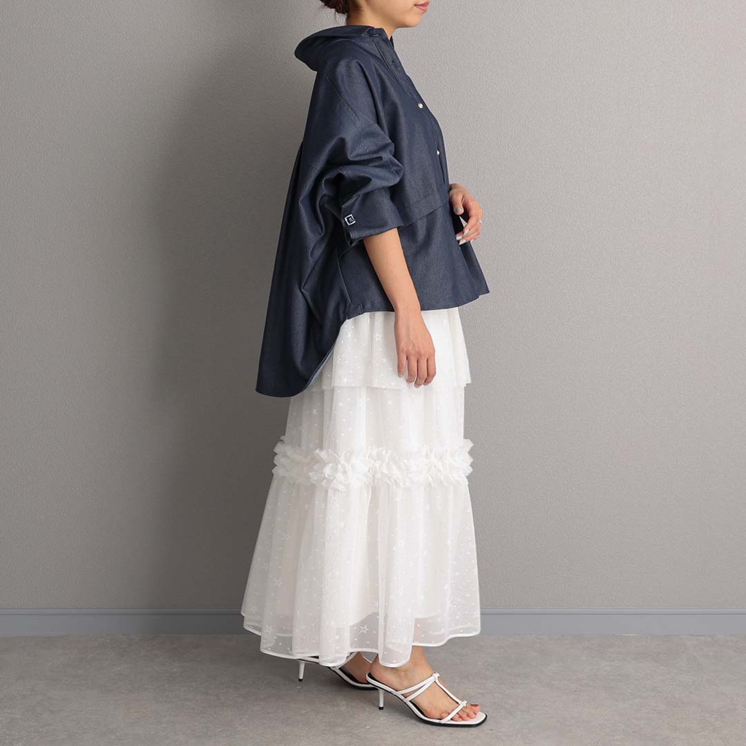 5月上旬お届け予定『Stella tulle』 Tiered skirt WHITEの画像