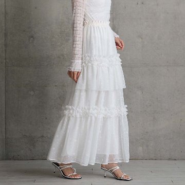 5月上旬お届け予定『Stella tulle』 Tiered skirt WHITEの画像