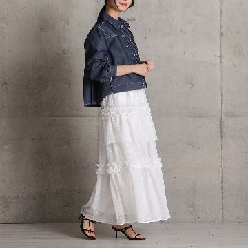 5月上旬お届け予定『Stella tulle』 Tiered skirt WHITEの画像