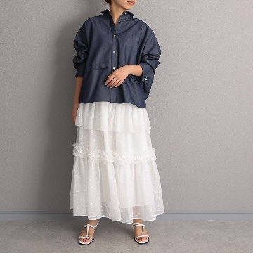 5月上旬お届け予定『Stella tulle』 Tiered skirt WHITEの画像
