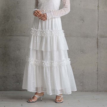 5月上旬お届け予定『Stella tulle』 Tiered skirt WHITEの画像